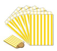 POPOYU 100 Pezzi Sacchetti Carta Giallo Piccoli,13x18cm Buste Regalo Natale Sacchetti,Simpatico Babbo Natale Sacchetti Natalizi per Caramelle Cioccolatini Biscotti Regalini