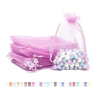 POPOYU 100 Pezzi Sacchetti Organza,10 * 15cm Rosso Viola Sacchetti Organza Regalo,Borse Organza con Coulisse,Sacchetti Confetti per Bomboniere,Matrimonio,Caramella,Gioielli