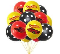 POPOYU 12 Pezzi Palloncini Corsa per Compleanno Rosso Giallo Nero, 12inch Lattice Decorazioni per Feste di Ruota Calda Bambini, Addobbi Bambina