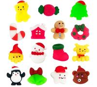 POPOYU 15 pezzi Natale Antistress Assortiti Squishy,Squeeze Toys Squishy Giocattoli per Bambini,Kawaii Mini Mochi Natale da Spremere Squishies per Bambini Regalini Festa Xmas Party Bags Fillers