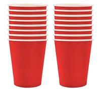 POPOYU 16 bicchieri di carta rossi per feste, colore rosso, per feste, colore rosso. Bicchieri rossi per decorazioni per l'80° anniversario, per bambini e adulti, Union Jack RoyalParty, matrimonio