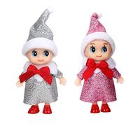 POPOYU 2 Mini Elfo Natale Pupazzo,Piccoli Elfi Elfi di Babbo Natale Baby Bambola Natale,Elfo di Natale Piccolo Bambola Mini Elfi Bebè per Ragazze Ragazzi Compleanno Natale