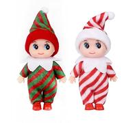 POPOYU 2 Pezzi Elfo di Natale Piccolo,Mini Elfo Natale Pupazzo,Piccoli Elfi Elfi di Babbo Natale Baby Bambola Natale,Elfo di Natale Piccolo Bambola Mini Elfi Bebè per Ragazze Ragazzi Compleanno Natale