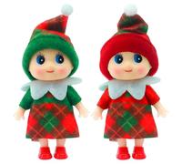 POPOYU 2 Pezzi Elfo di Natale Piccolo,Mini Elfo Natale Pupazzo,Piccoli Elfi Elfi di Babbo Natale Baby Bambola Natale,Elfo di Natale Piccolo Bambola Mini Elfi Bebè per Ragazze Ragazzi Compleanno Natale