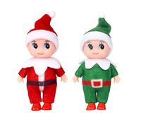 POPOYU 2 Pezzi Elfo di Natale Piccolo,Mini Elfo Natale Pupazzo,Piccoli Elfi Elfi di Babbo Natale Baby Bambola Natale,Elfo di Natale Piccolo Bambola Mini Elfi Bebè per Ragazze Ragazzi Compleanno Natale