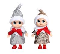 POPOYU 2 Pezzi Elfo di Natale Piccolo, Mini Pupazzo, Bambola di Babbo Natale, Bebè per Ragazze e Ragazzi, Regalo di Compleanno