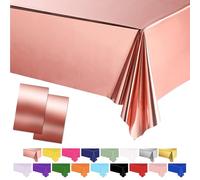 POPOYU 2 Pezzi Tovaglia Oro Rosa Decorazioni per Feste di Compleanno,137x274cm Tovaglia per Feste,Tovaglia da Colorare Decorazioni,Gigante Carta Tovaglia per Bambini Baby Shower,Matrimonio,Natale