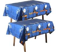 POPOYU 2 tovaglie rettangolari in plastica per Halloween, 137 x 274 cm, a forma di zucca, impermeabili, per feste di Halloween, decorazioni per la tavola