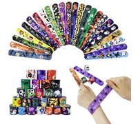 POPOYU 24 Braccialetti di Schiaffo di Halloween, Braccialetti per Bambini Decorazioni per Halloween