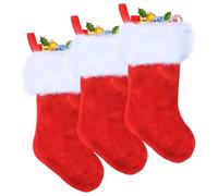 POPOYU 3 Pezzi Calze Natalizie da Appendere,45cm Grande Calze Befana da Riempire,Vuota Epifania Natale Velluto Calza Befana Decoraizione Natalizia per Camino,Calze Natale Sacchetti Regalo Caramelle