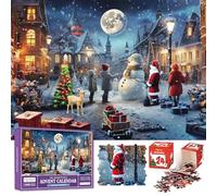 POPOYU Calendario dell'Avvento Natalizio 2024 Puzzle per Bambini, 19.7x27.6 Pollice,1008 Pezzi, 24 Giorni Divisi in 24 Scatole,Puzzle di Natale per Conto Alla Rovescia per Adulti e Bambini Regali