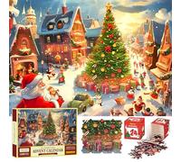POPOYU Calendario dell'Avvento Natalizio 2024 Puzzle per Bambini, 19.7x27.6 Pollice,1008 Pezzi, 24 Giorni Divisi in 24 Scatole,Puzzle di Natale per Conto Alla Rovescia per Adulti e Bambini Regali
