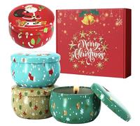 POPOYU Candele Profumate Natalizie,4 Pezzi Candele Profumate Regalo Set,2.5oz Naturale Candele di Soia Candela Aromatica per Natale Compleanno Nuziale Regalo per Donna, Mamma, Amici(Babbo Natale)