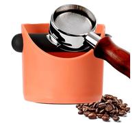 POPOYU Coffee Knock Box, mini contenitore per caffè espresso, contenitore per fondi di caffè arancione, con barra antiurto rimovibile e base antiscivolo, accessori per macinare baristi