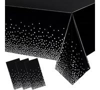 POPOYU Confezione da 3 tovaglie usa e getta per feste di Halloween,137 x 274 cm,con coriandoli,rettangolari,in plastica,per feste,picnic,matrimoni,compleanni,decorazioni per la tavola di Natale