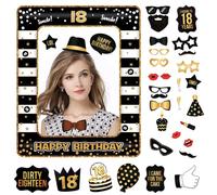 POPOYU Decorazioni per il 18° compleanno, per ragazze e ragazzi, cornice gonfiabile per selfie e 34 accessori per cabina fotografica per 18° compleanno, cornice gigante gonfiabile per feste di 18°