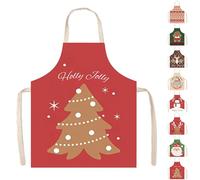 POPOYU Grembiule Natalizio Cucina,Grembiule da Cucina Natalizio in Lino Unisex,65x75cm Grembiule da Cucina Albero Natale Rosso Regolabile per Cucina Festa di Natale,Idee Regali Divertenti Natalizi