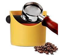 POPOYU Mini contenitore per caffè espresso, contenitore per macinare i fondi di caffè giallo, con barra antiurto rimovibile e base antiscivolo, accessori per macinare i baristi