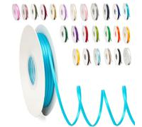 POPOYU Nastro Satin, Nastro Raso Blu Pavone 3 mm x 91 m, Rotolo Satinato per Bomboniere Regalo Matrimonio Creazione di Biglietti, Scrapbooking, Confezioni Regalo e Altri Progetti Creativi