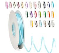 POPOYU Nastro Satin, Nastro Raso Cielo Blu 3 mm x 91 m, Rotolo Satinato per Bomboniere Regalo Matrimonio Creazione di Biglietti, Scrapbooking, Confezioni Regalo e Altri Progetti Creativi