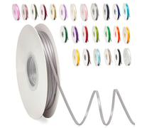 POPOYU Nastro Satin, Nastro Raso Grigio 3 mm x 91 m, Rotolo Satinato per Bomboniere Regalo Matrimonio Creazione di Biglietti, Scrapbooking, Confezioni Regalo e Altri Progetti Creativi