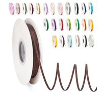 POPOYU Nastro Satin, Nastro Raso Marrone 3 mm x 91 m, Rotolo Satinato per Bomboniere Regalo Matrimonio Creazione di Biglietti, Scrapbooking, Confezioni Regalo e Altri Progetti Creativi