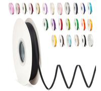 POPOYU Nastro Satin, Nastro Raso Nero 3 mm x 91 m, Rotolo Satinato per Bomboniere Regalo Matrimonio Creazione di Biglietti, Scrapbooking, Confezioni Regalo e Altri Progetti Creativi