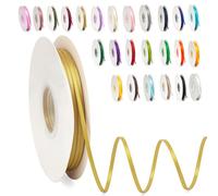POPOYU Nastro Satin, Nastro Raso Oro Ricco 3 mm x 91 m, Rotolo Satinato per Bomboniere Regalo Matrimonio Creazione di Biglietti, Scrapbooking, Confezioni Regalo e Altri Progetti Creativi
