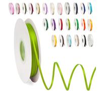 POPOYU Nastro Satin, Nastro Raso Verde Fluorescente 3 mm x 91 m, Rotolo Satinato per Bomboniere Regalo Matrimonio Creazione di Biglietti, Scrapbooking, Confezioni Regalo e Altri Progetti Creativi