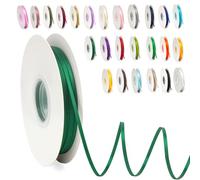 POPOYU Nastro Satin, Nastro Raso Verde Scuro 3 mm x 91 m, Rotolo Satinato per Bomboniere Regalo Matrimonio Creazione di Biglietti, Scrapbooking, Confezioni Regalo e Altri Progetti Creativi