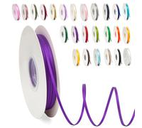 POPOYU Nastro Satin, Nastro Raso Viola 3 mm x 91 m, Rotolo Satinato per Bomboniere Regalo Matrimonio Creazione di Biglietti, Scrapbooking, Confezioni Regalo e Altri Progetti Creativi