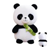POPOYU Peluche a forma di panda, con occhi glitterati, morbido e soffice panda bianco e nero, 25 cm, decorazione realistica per la stanza, regalo per bambini, ragazzi e ragazze