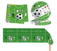POPOYU Set da tavola di carta per feste di calcio, 37 pezzi, piatti per feste a tema Coppa del Mondo 2026, tovaglioli, tovaglioli e tovaglia, decorazioni per la tavola di compleanno a tema calcio