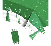 POPOYU Tovaglia Natalizia Rettangolare, Albero di Natale Pulibile Antimacchia Impermeabile per Decorazioni Natalizie