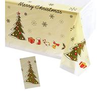 POPOYU Tovaglia Natalizia, Rettangolare Tovaglia di Natale,Albero di Natale Pulibile Antimacchia Impermeabile Tovaglia per Decorazioni Natalizie