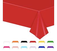 POPOYU Tovaglia Rossa Decorazioni per Feste di Compleanno,137x274cm Tovaglia per Feste,Tovaglia da Colorare Decorazioni,Gigante Carta Tovaglia per Natale, San Valentino
