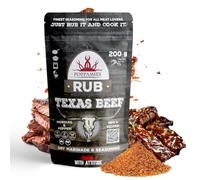 Poppamies Rub Texas Beef Rub, Marinatura a Secco e Condimento Perfetti per Manzo, Maiale - Ottimo per Griglia, BBQ, Forno, Bollitore e Padella - Confezione Grande (200 g)
