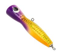 Popper - Esca colorata attraente, design riflettente, esca in tiglio, esca artificiale simulata, 18 cm, 120 g, esca in legno per bassi tonno GT trota (03 viola giallo)