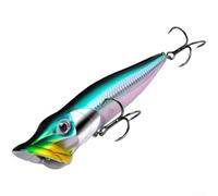 Popper Esca da pesca Topwater, esca per spigole con occhi 3D e ami acuti con scanalatura del sangue, in plastica ABS rumorosa per pesca d'acqua dolce e salata (F 12 cm)