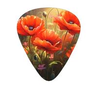 Poppies In Bloom Wzywhj Prints - Plettri per chitarra, 12 pezzi, facili da impugnare, per basso, ukulele, chitarra acustica o elettrica
