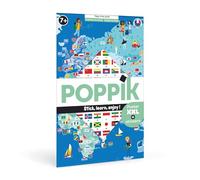 POPPIK 1841223 - Poster interattivo con Adesivi, Motivo: Bandiere del Mondo, per Bambini dai 7 Anni in su, 68 x 100 cm