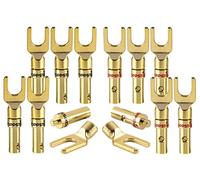 Poppstar 12x capicorda High End, prese a forcella per la connessione elettrica di cavi altoparlanti, per cavi di sezione fino a 4 mm², in oro 24k