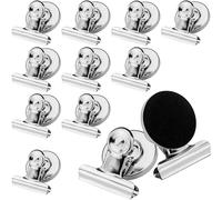 Poppstar 12x Mollette magnetiche (clip magnetiche con molletta lunga 30 mm), nichelate, argentate
