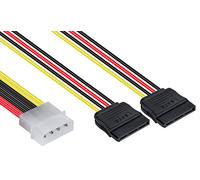 POPPSTAR 1x 10 cm Sata 3 Power Adapter Y-Cable (sdoppiamento del Cavo di Alimentazione - 1x Spina Molex a 4 Pin a 2X Presa Sata a 15 Pin)