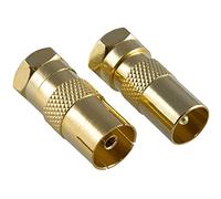 POPPSTAR 2x antenne adattatori coassiali SAT (1x presa F su presa antenna IEC, 1x su spina), giunto coassiale per cavi coassiali - cavo dorato