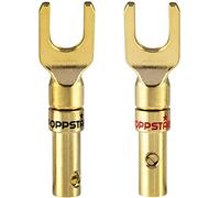 Poppstar 2x capicorda High End, prese a forcella per la connessione elettrica di cavi altoparlanti, per cavi di sezione fino a 4 mm², in oro 24k