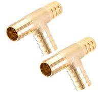 Poppstar 2x Raccordo a T per tubo aria compressa con nipplo per aria compressa (diametro esterno 12 mm/diametro interno 10,5), ottone