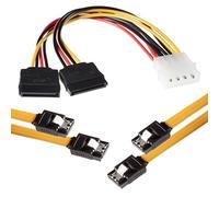 POPPSTAR 2x50cm cavo dati Sata 3 in giallo (cavo Sata - spina dritta), incl. adattatore di alimentazione a 4 pin da 20cm a 2x 15 pin