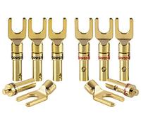 Poppstar 8x capicorda High End, prese a forcella per la connessione elettrica di cavi altoparlanti, per cavi di sezione fino a 4 mm², in oro 24k