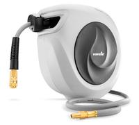 Poppstar Avvolgitubo per tubi ad aria compressa (15m+1,1m, diametro 3/8" (9,2x14mm)), attacco rapido 1/4" BSPT, avvolgitubo con tubo PVC ibrido